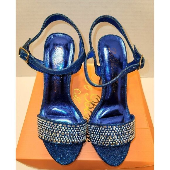 NIB - De Blossom Collection Blue Charlie Crystal Stiletto, Size 6 - Picture 4 of 11